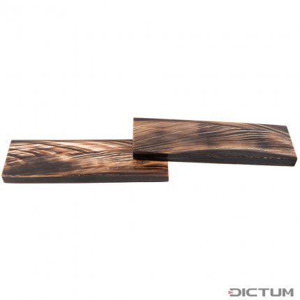 Barvená buvolí rohovina, rukojeť se šupinami, pár, černá/hnědá, 130 x 38 x 8 mm
