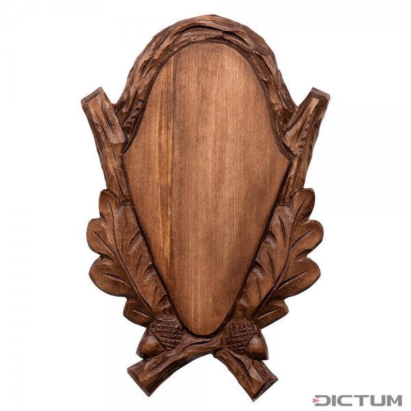 Hand-Carved Trophy Plate »Roebuck«, Stained Brown
