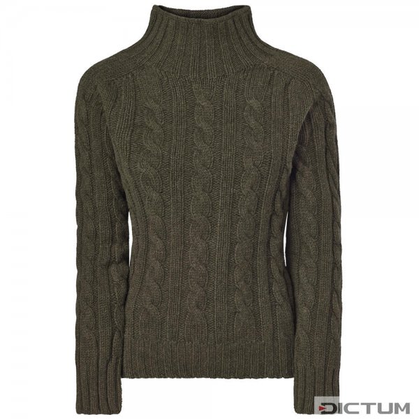 Ladies Cable Sweater, Dark Green, Size XL