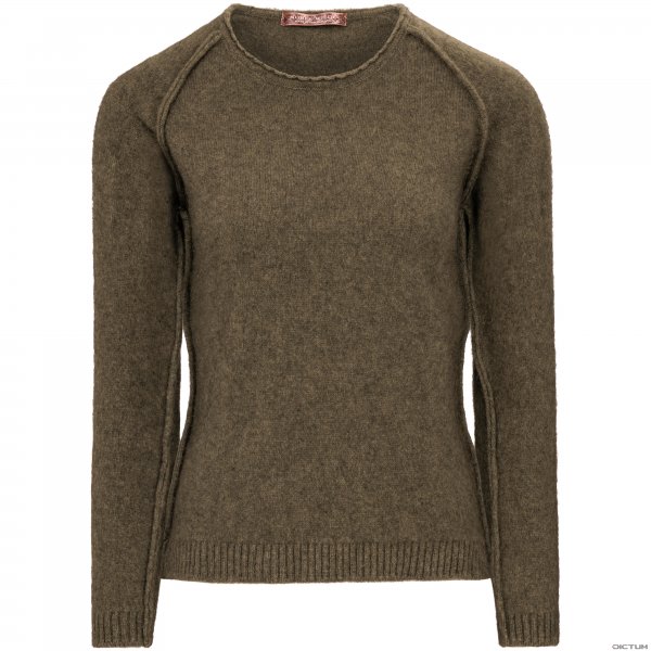 Pull côtelé femme en laine Mérinos/fourrure d’opossum, mélange marron clair, 34