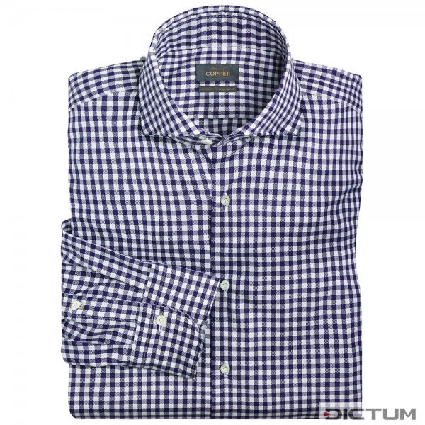 Gingham Men's Shirt, Blue/White, Size 41