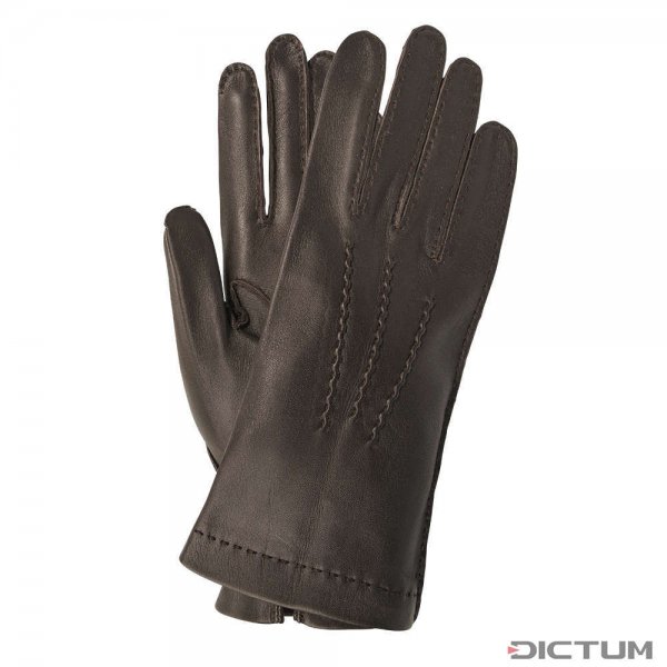 BERGEN Ladies Gloves, Nappa Deerskin, Unlined, Dark Brown, Size 7