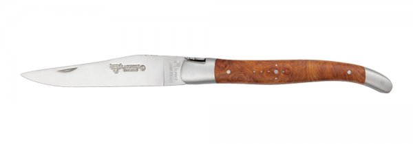 Cuchillo plegable Laguiole con doble pletina, madera de amboina veteada