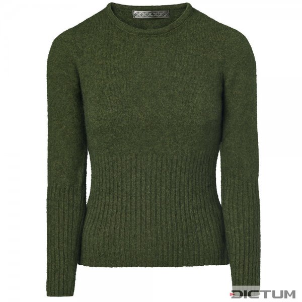 Damski sweter prążkowany Merino Possum, oliwkowy melanż, rozmiar 34