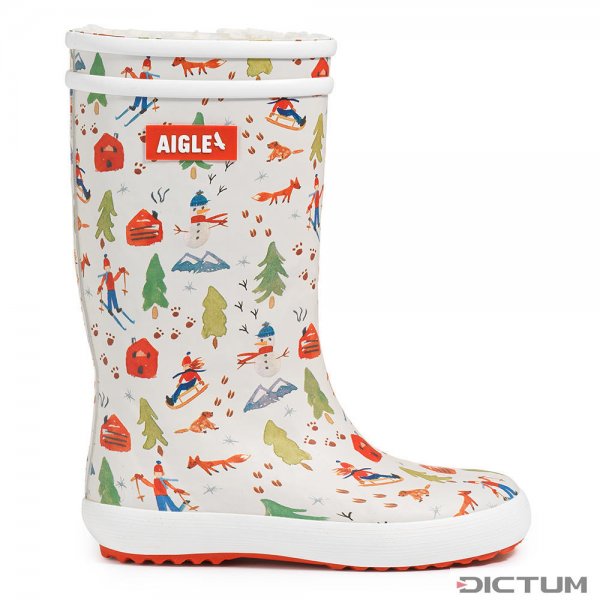 Aigle »Lolly Pop Fur Print« Kids’ Rubber Boots, Zermatt, Size 34