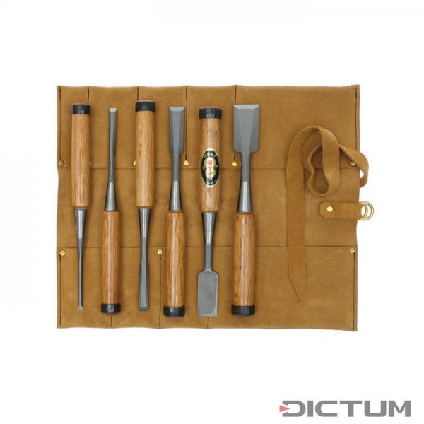 HSS Chisels for Cabinetmakers, 6-Piece Set in Leather Tool Roll