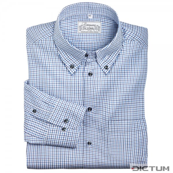 Men's Shirt, Chequered, White/Blue, Size 40