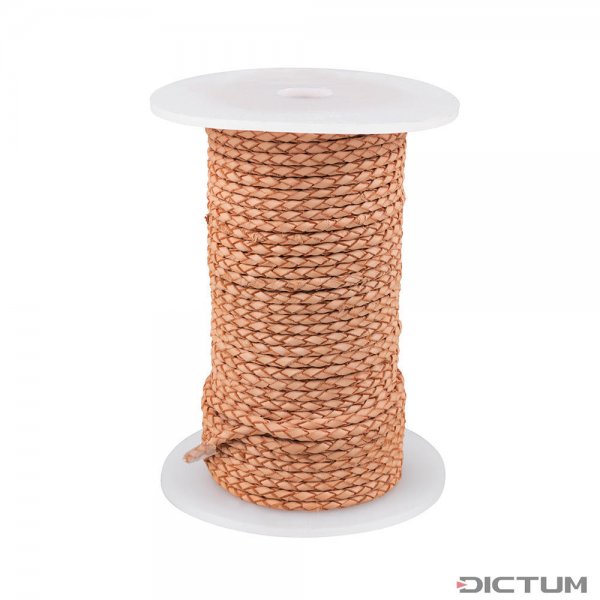 山羊皮编织丝带，圆形，捆绑式，天然，25米