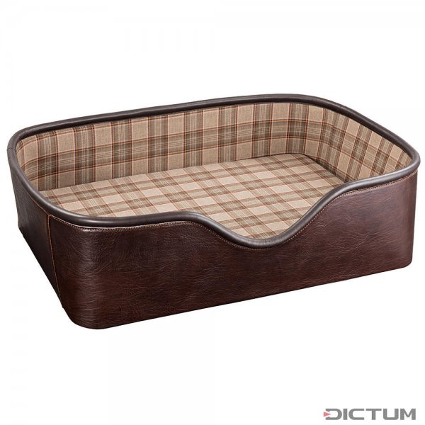 Rey Pavón Leather Dog Bed (L 80 x W 55 x H 21 cm), Dark Brown
