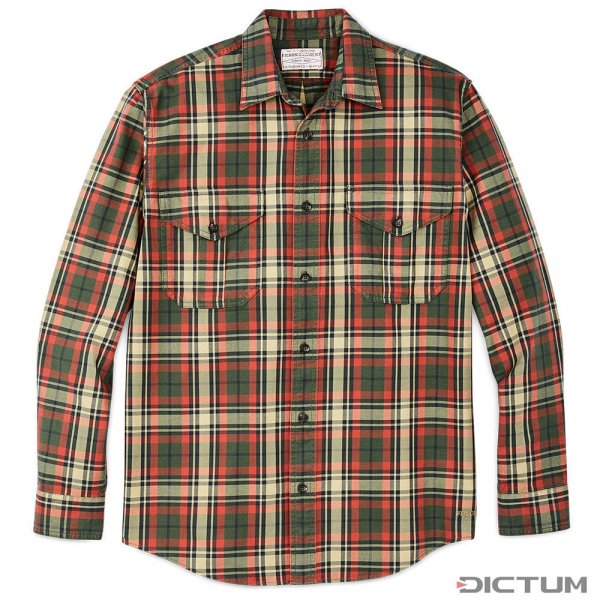 Filson Alaskan Guide Shirt, Silver Pine/Burnt Red Plaid, Size L