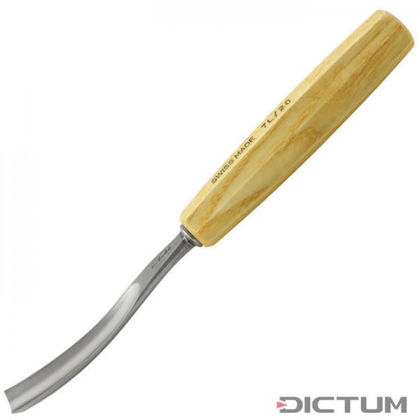 Pfeil Carving Tool, Gouge/V-Parting Tool, Long Bent, Sweep 12L / 3 mm