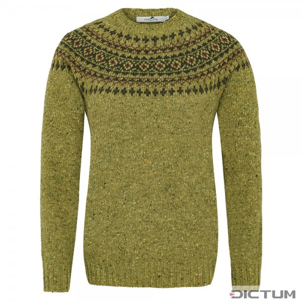 »Donegal« Ladies Fair Isle Yoke Crew Sweater, Light Green, Size M