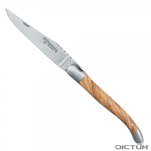 Cuchillo plegable Laguiole con doble pletina, madera de olivo
