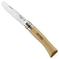 Cuchillo plegable Opinel, N.° 7, navaja para niños natural, acero inoxidable