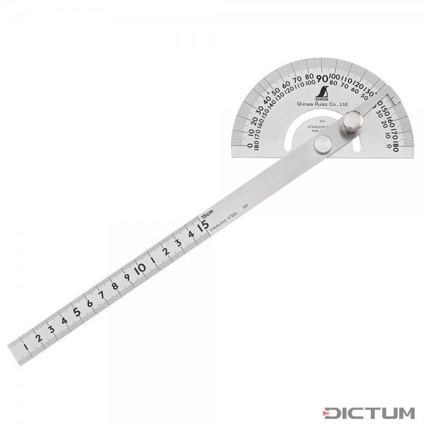 Goniómetro de precisión con escala en mm Shinwa, ancho de escala 120 mm