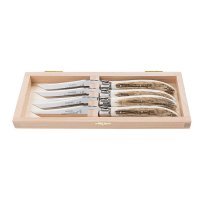Laguiole Steak and Table Knives, Staghorn, 4-Piece Set
