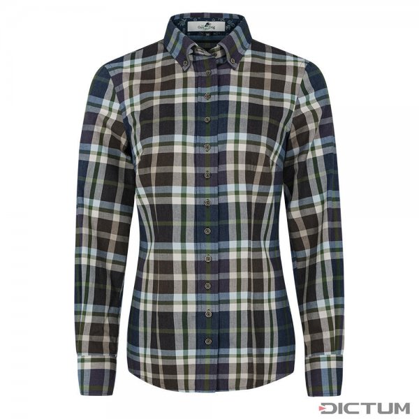 Button-Down-Bluse 100% Baumwoll-Flanellkaro grün/braun, Größe 34