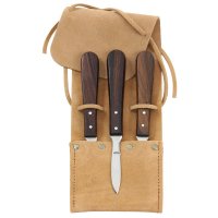 Set de cuchillos de taracea y talla, 3 piezas con estuche