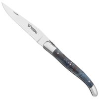 Laguiole Folding Knife, Poplar Burl, Blue