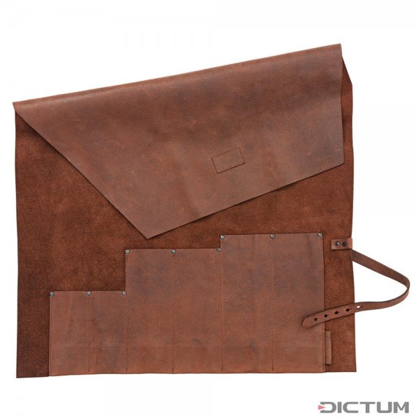 Knife Roll, Horse Leather, 6 Pockets, Cognac
