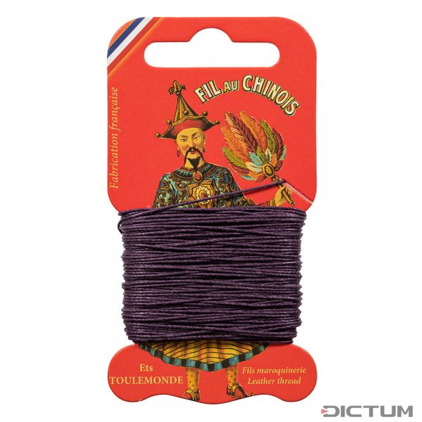 »Fil au Chinois« Waxed Linen Thread, Aubergine, 15 m