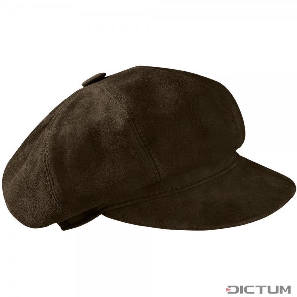 Gorra redonda con visera, terciopelo, marrón oscuro, talla 58