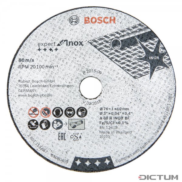 Bosch Straight Cutting Disc Expert for Inox, Ø 76 mm, 5-Piece Set
