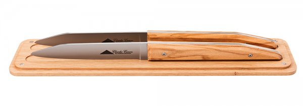 Juego de cuchillos de carne y de mesa Le Terril, 2 piezas, madera de olivo
