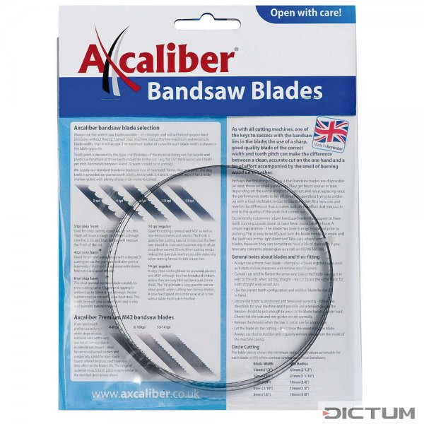 Axcaliber Bandsaw Blade, 1790 x 9.5 mm, Tooth Spacing 2.5 mm