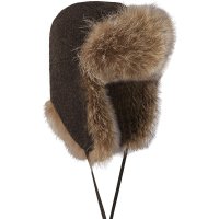 Czapka futrzana, szop Czapka futrzana, szop pracz/loden, szara/brązowa, rozmiar 58
