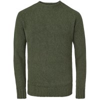 Sweter męski z okrągłym Sweter męski z okrągłym dekoltem, superfine, loden zielony, rozmiar L