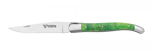 Laguiole Folding Knife, Poplar Burl, Green