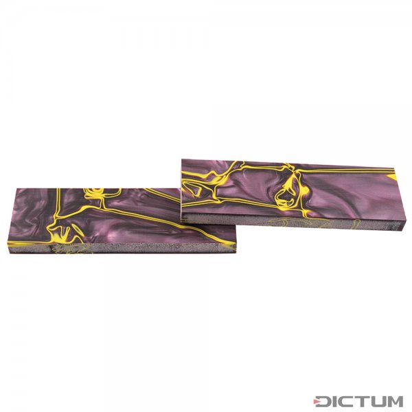 Acrylic Handle Scales, Pair, Violet/Yellow