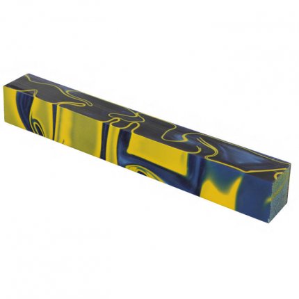 Carrelet pour stylos, en acrylique, bleu océan/jaune