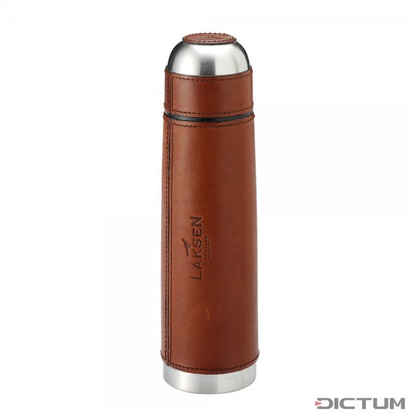 Laksen Insulated Bottle with Leather Trim, 500 ml, Brown