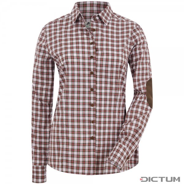 Chemise à carreaux pour femme avec patchs, rouge/noir/blanc, taille 40