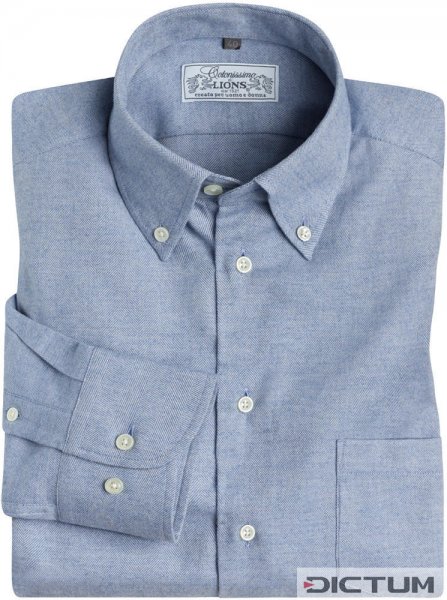 Men's Shirt, Herringbone Flannel, Light Blue, Size 39