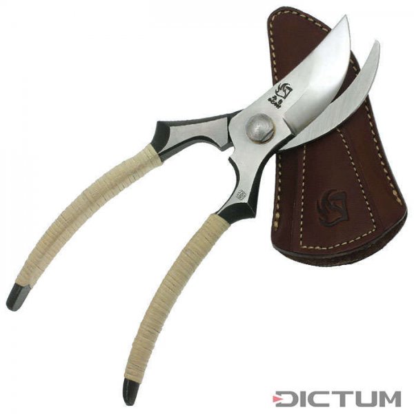 Elegant Pruning Shears with Rattan Wrapping