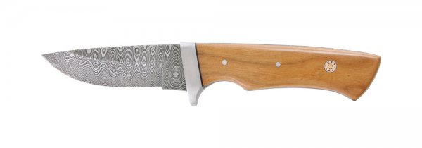 Couteau de chasse Damas, manche en bois de prunier