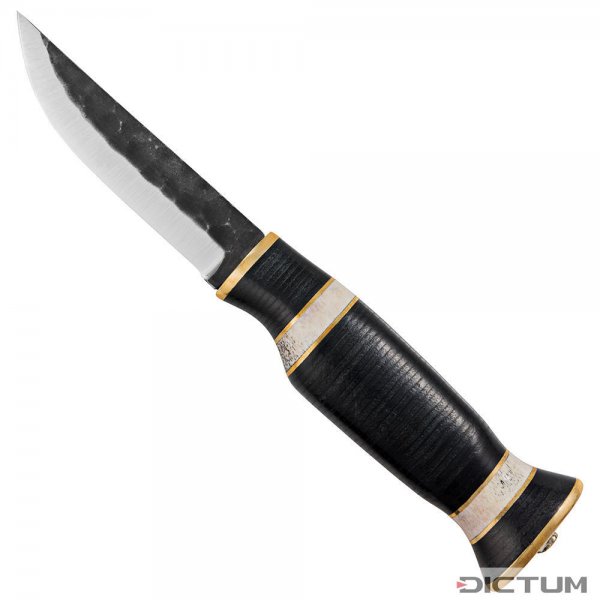 Couteau de chasse et de plein air Wood Jewel avec manche en cuir