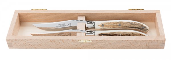 Laguiole Steak- und Tafelmesser, Hirschhorn, Satz 2-teilig