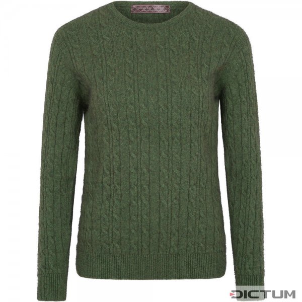 Ladies Cable Sweater, Merino-Possum, Green Melange, Size 34