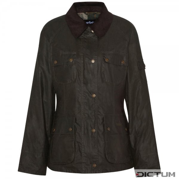 Barbour »Arlo Utility« Ladies’ Waxed Jacket, Archive Olive/Ancient Tartan, Size
