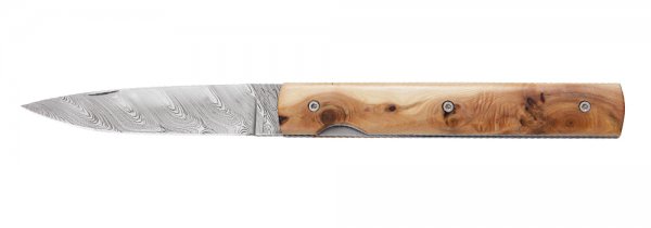 Nóż składany Le Francais ze stali damasceńskiej, jałowiec