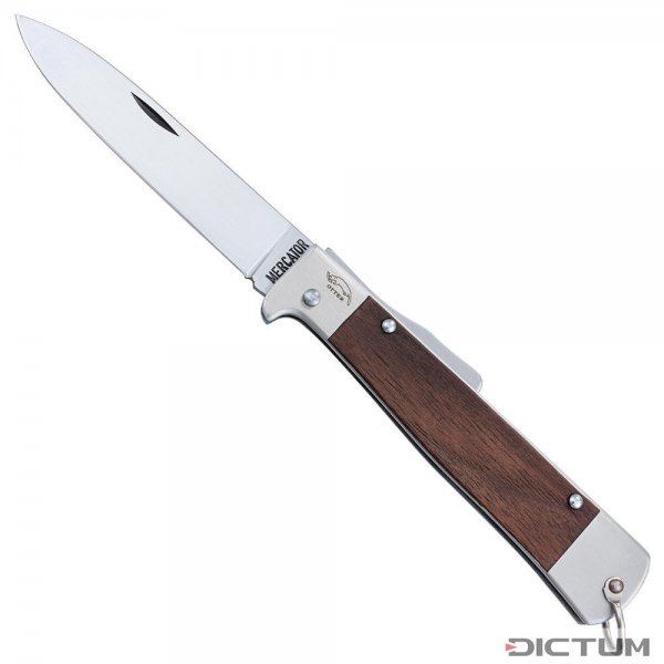 Mercator coltello tascabile, inserto in legno, noce, lama acciaio al carbonio