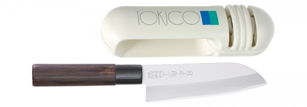 带Tokico磨刀器的Saku Hocho Santoku。