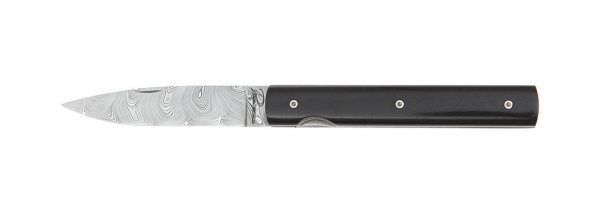 Складной нож Le Francais из дамасской стали, черное дерево