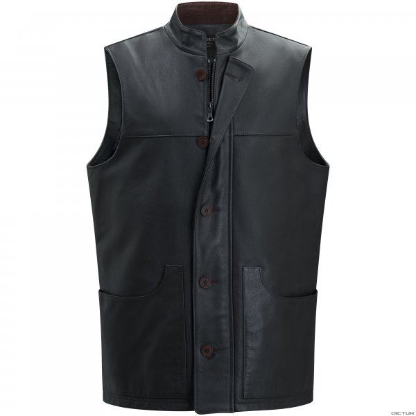 Purdey »High Collar« Men's Leather Shooting Vest, Brown, Size L