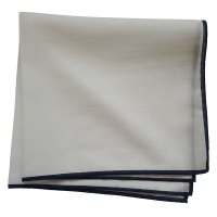 Handkerchief with Dark Handkerchief with Dark Blue Border, Cotton, White