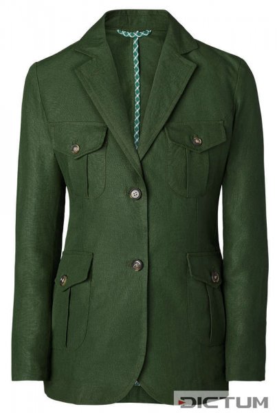 Safari Ladies Blazer, Irish Linen, Dark Green, Size 34